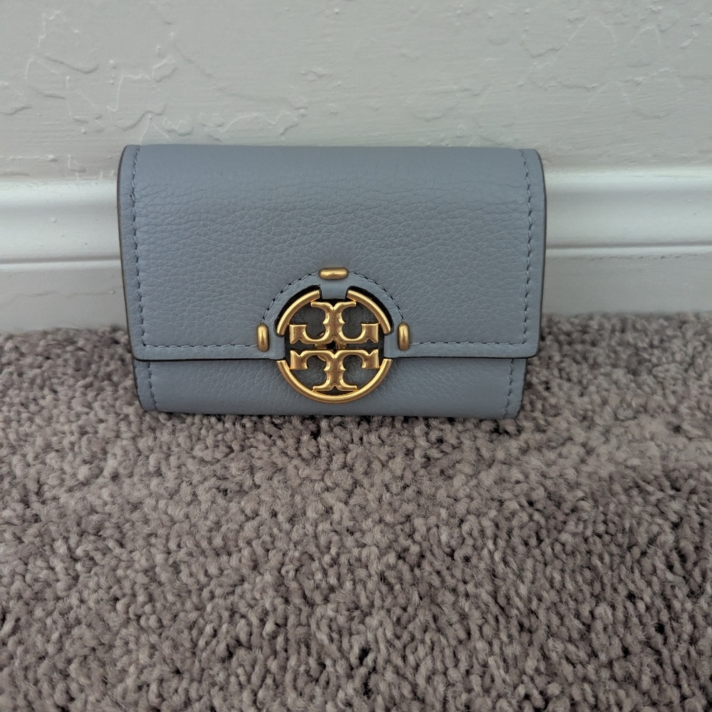 Tory Burch Mini Miller Wallet in Cloud Blue